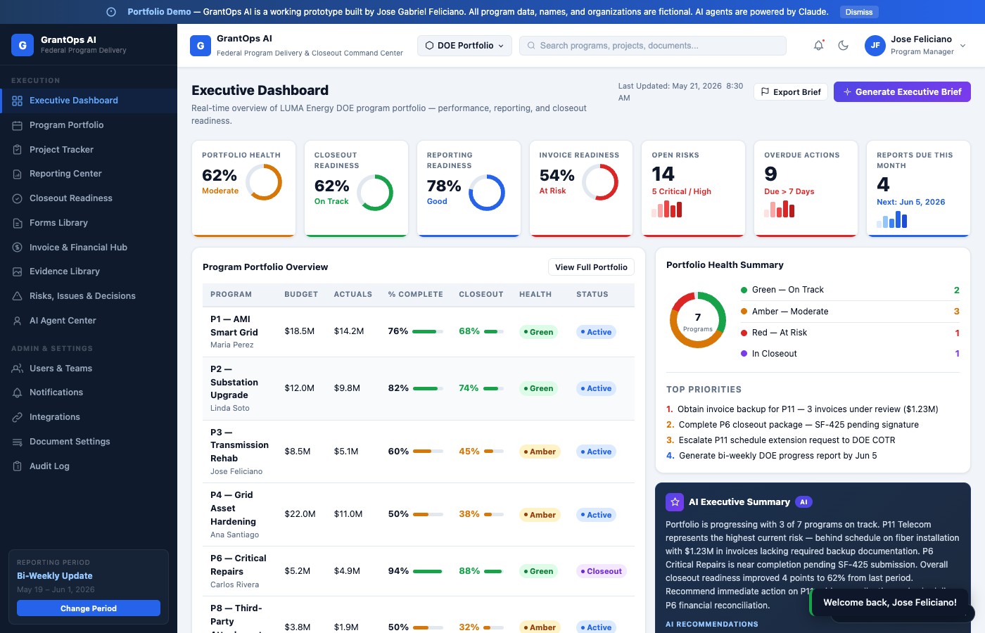 GrantOps AI: Federal Grant Command Center